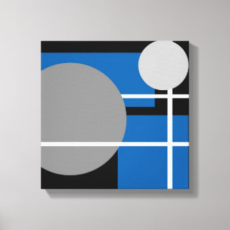 Azul Gris Negro Blanco Moderno - Lienzo Envuelto