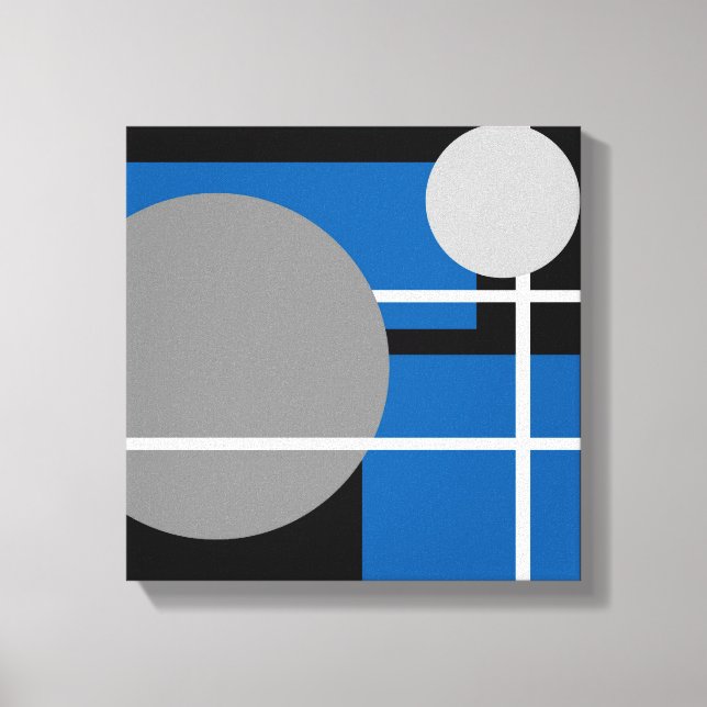 Azul Gris Negro Blanco Moderno - Lienzo Envuelto (Anverso)