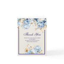 Azul Hielo y Floral Azul Marino Agradecimiento de 