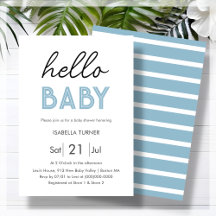 Azul | Hola bebé | Invitación de Baby Shower