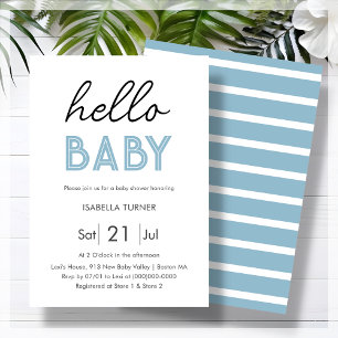 Azul Hola bebé Invitación de Baby Shower