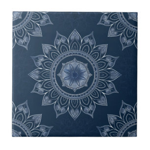 Azul Índigo Azulejo Decorativo Mandala Portugués