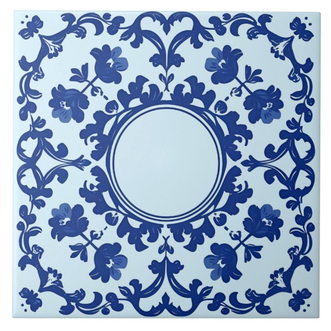 Azul Índigo Azulejo Lisboa Botánico Portugués (Frente)