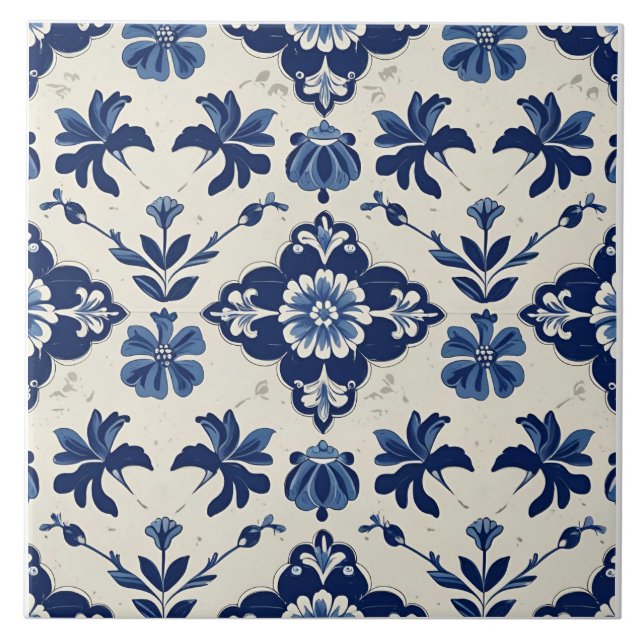 Azul Índigo Azulejo Lisboa Botánico Portugués (Frente)