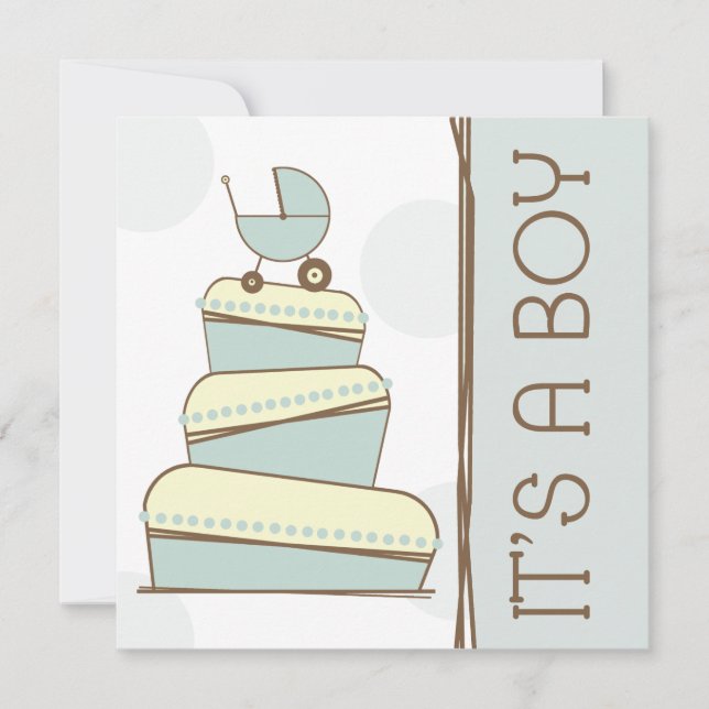 Azul invitación a Baby Shower "Es un niño" (Anverso)