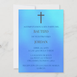 Azul Invitación de bautizo
