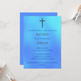Azul Invitación de bautizo