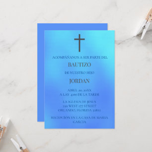 Azul Invitación de bautizo