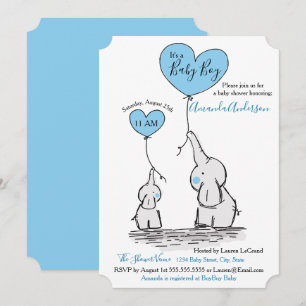 Azul, invitación gris blanca de Baby Shower del