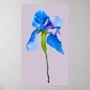 Azul Iris arte moderno de acuarela floral