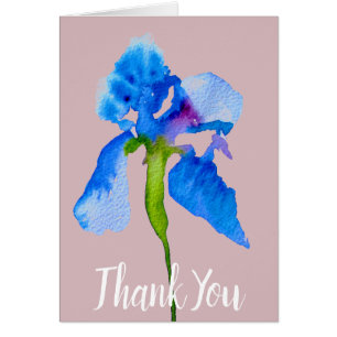 Azul Iris moderno acuarela arte floral