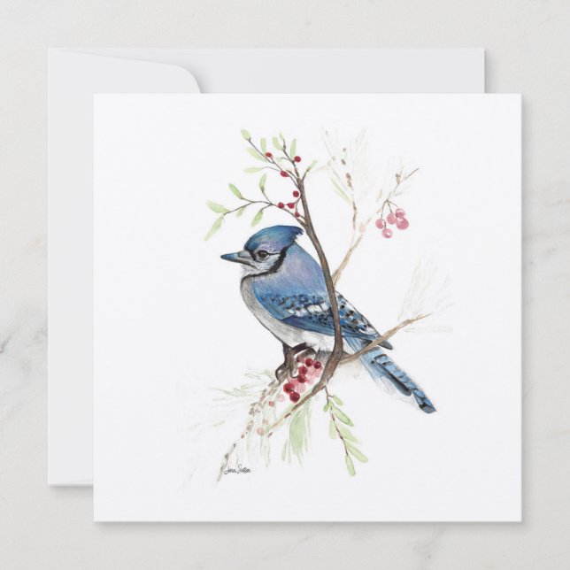 Azul Jay Bird Watercolor (Anverso)