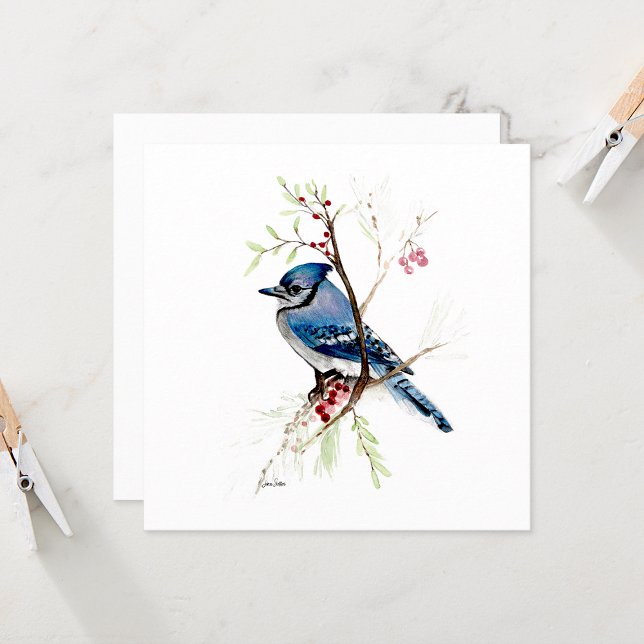 Azul Jay Bird Watercolor (Beutiful Blue Jay Watercolor Note Card from Jenn Steffen Art)