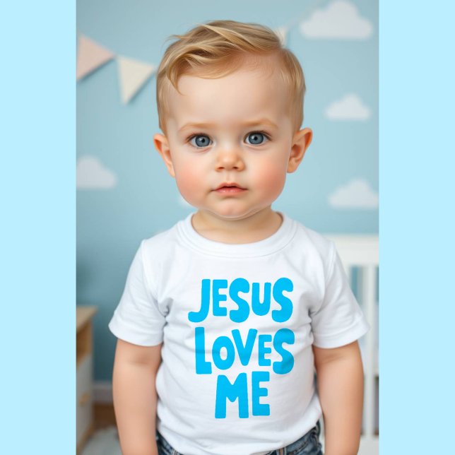 Azul "Jesús me ama" por camiseta bebé (Subido por el creador)