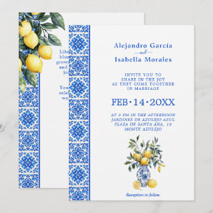 💙🍋Azul & Limone Romance – Invitación Clásica