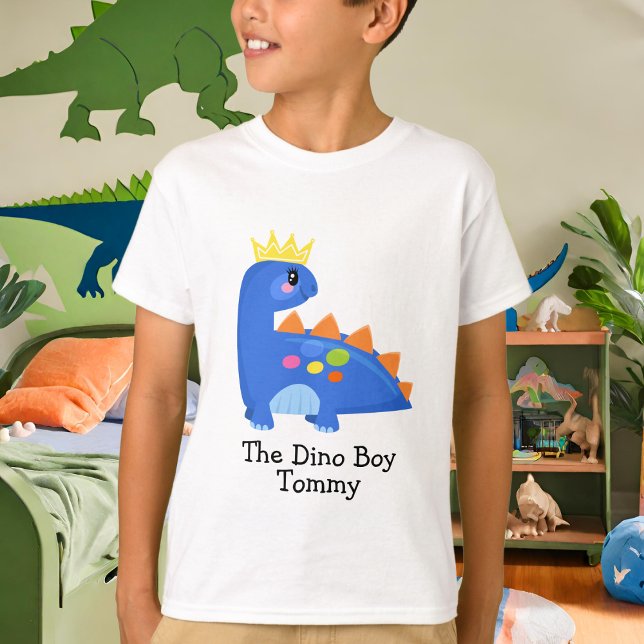 Azul lindo camiseta básica de los niños de Dino (Subido por el creador)