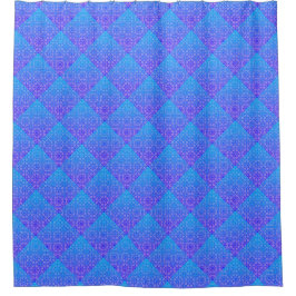 Azul Mandala Square Pattern Boho Shower Cortina