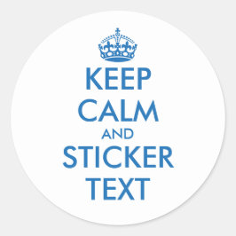 Azul mantener la calma y tus pegatinas redondos de