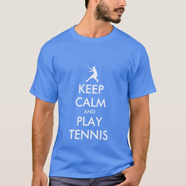 Azul Mantenga la calma y juegue a la camiseta de t (Anverso)