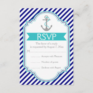 Azul marino, ancla acuática boda náutica RSVP