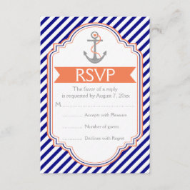 Azul marino, ancla de coral boda náutica RSVP