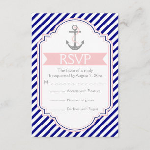 Azul marino, ancla rosa boda náutica RSVP