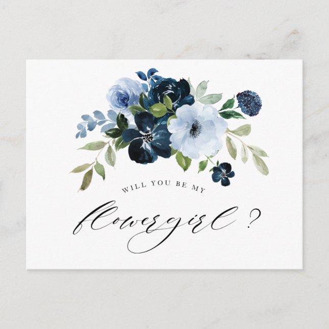 azul marino claro será mi tarjeta chica floral (Anverso)