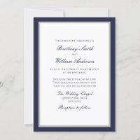 Azul marino clásico con invitación a la boda front