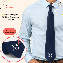 Azul Marino | Corbata de Cuello con Monograma Pers