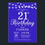 Azul marino de la invitación al cumpleaños número<br><div class="desc">Invitación de cumpleaños 21 con String Lights. Fondo Azul de la Marina. 13. 15. 16. 18. 20. 21. 30. 40. 50. 60. 70. 80. 90. 100. Cualquier edad. Para más personalización,  haga clic en el botón "Personalizar" y utilice nuestra herramienta de diseño para modificar esta plantilla.</div>