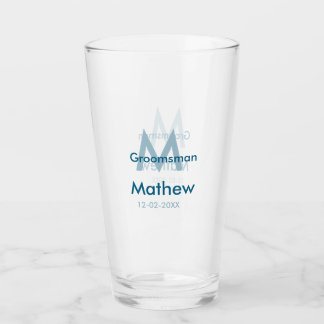 Azul marino groomsman nombre letra fecha masculino