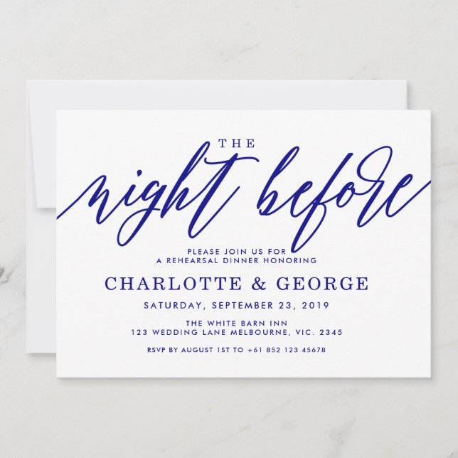 Azul marino la noche anterior a la invitación (Anverso)