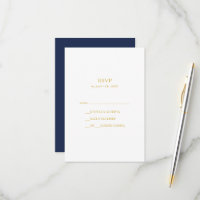 Azul marino Minimalista clásico | Tarjeta RSVP Gol