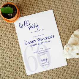 Azul marino moderno Hola Sesenta invitaciones de c