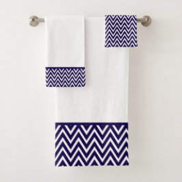 Azul marino moderno y raya de chevron blanca