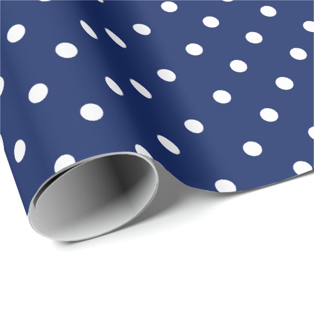 Azul Marino | Papel de ajuste de puntos de polka b (Esquina del rollo)