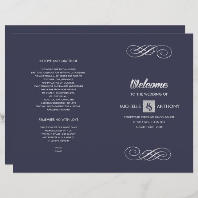 Azul Marino | Programa Silver Elegant de Bodas Dob (Anverso / Reverso)