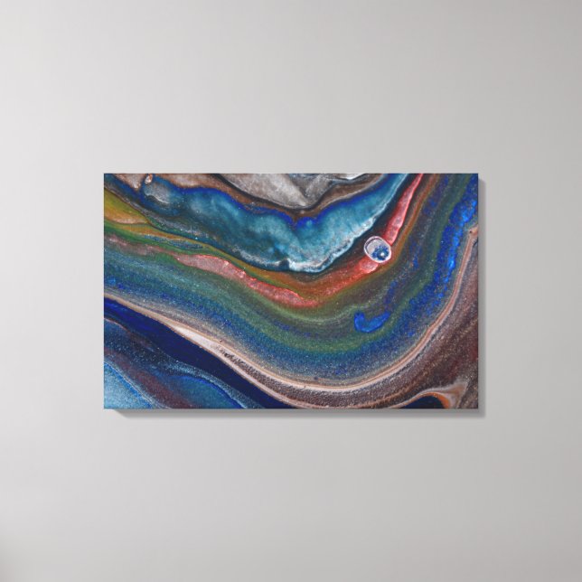 Azul Marino Remolinos de Cobre Metálico Arte en Má (Anverso)