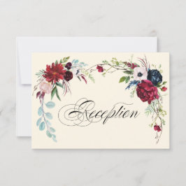 Azul Marino | Tarjeta de recepción de bodas floral