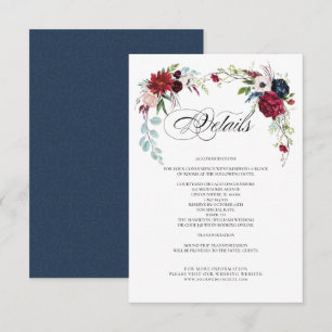 Azul Marino   Tarjetas de detalle de Bodas florale