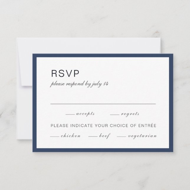 Azul marino y blanco. Respuesta de boda formal sim (Anverso)