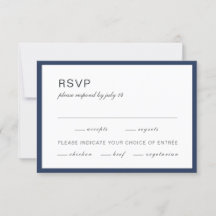 Azul marino y blanco. Simple boda formal RSVP