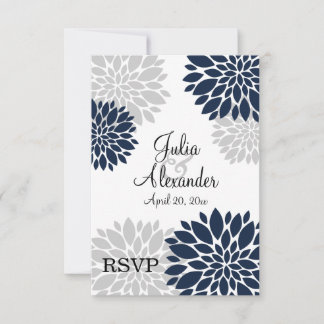 Azul Marino y Estallido Floral Gris Plateado RSVP