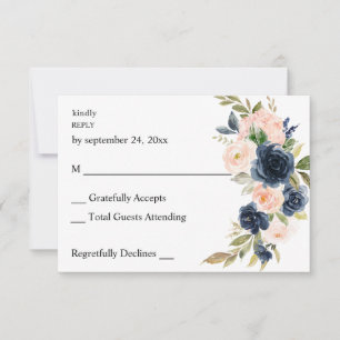 Azul marino y floral rosa Rubor no comida RSVP