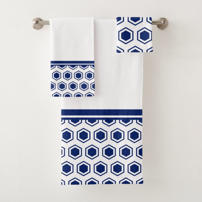Azul Marino y Patrón Hexagonal Blanco (In situ)