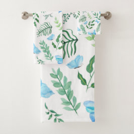 Azul mariposa Botánica Verdor Acuarela