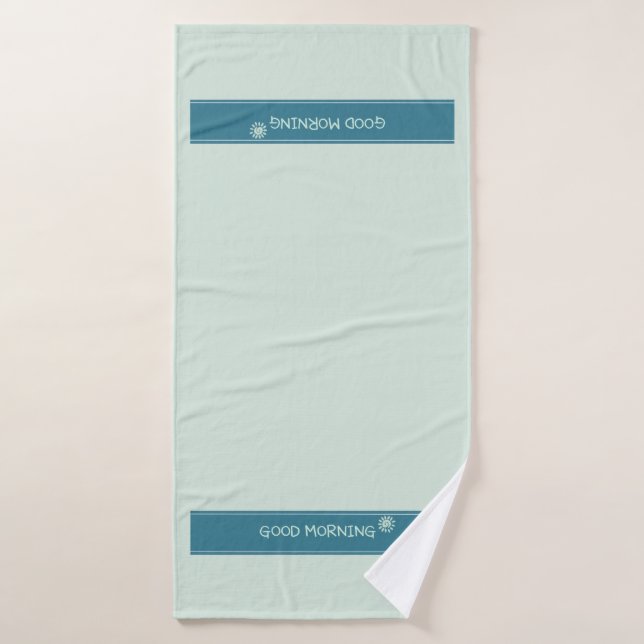 Azul Menta Moderno "Buenos Días" Minimalista (Toalla de baño)