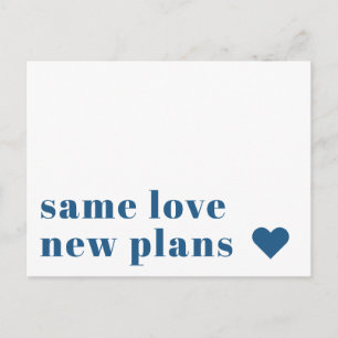 Azul   Moderna Invitación de postergación de Bodas