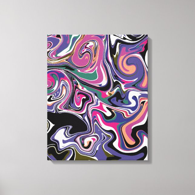 Azul, Negro, Coral, Mármol Blanco Como Arte (Anverso)