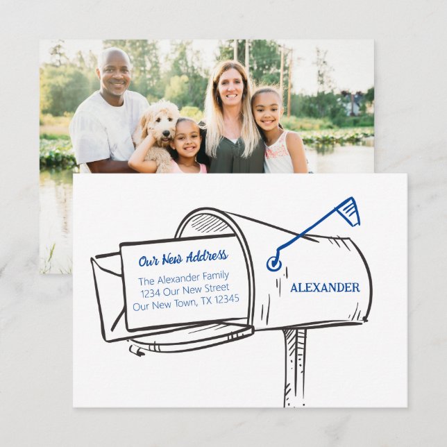 Azul Nuestro nuevo buzón de correo de dirección en (Anverso / Reverso)